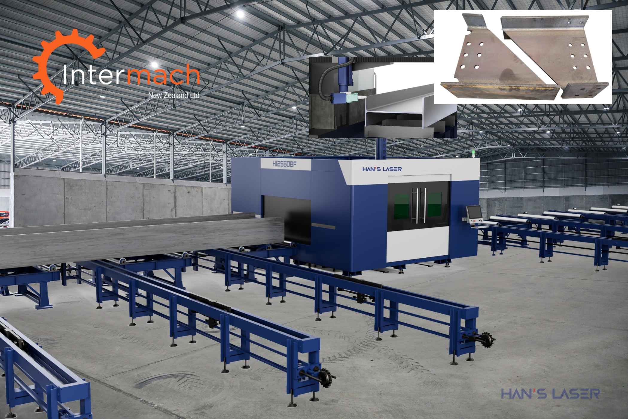 H Beam Line in Factory with Logo's